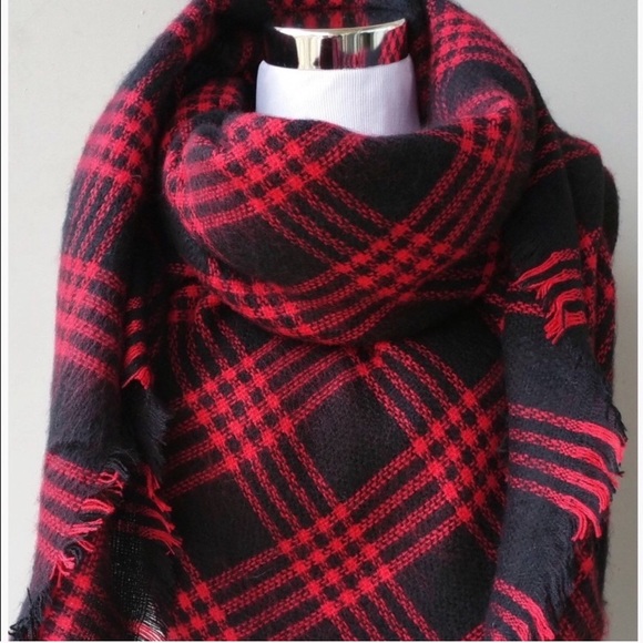Red & Black Buffalo Plaid Scarf - Picture 2 of 3